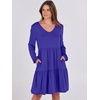 image:imageANRABESS Womens Long Sleeve Dress 2026 Fall Casual V Neck Tiered Flowy Short Dresses Beach Travel Vacation ClothesRoyal Blue
