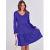 image:imageANRABESS Womens Long Sleeve Dress 2026 Fall Casual V Neck Tiered Flowy Short Dresses Beach Travel Vacation ClothesRoyal Blue