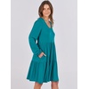 image:imageANRABESS Womens Long Sleeve Dress 2026 Fall Casual V Neck Tiered Flowy Short Dresses Beach Travel Vacation ClothesTeal