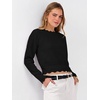 image:imageANRABESS Womens Long Sleeve Scalloped Cropped Sweaters  Lightweight Soft Comfy Ribbed KnitDressy Casual Pullover TopsBusiness Work OfficeTravel Vacation WearFall Winter ClothesBlack
