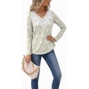 image:imageANRABESS Womens Long Sleeve Shirts Lace Tunic Tops  Scalloped V Neck Floral Print Blouses Soft Regular Fit Business Office Travel Outfits Dressy Casual Fall amp WinterWhite Khaki Floral