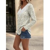 image:imageANRABESS Womens Long Sleeve Shirts Lace Tunic Tops  Scalloped V Neck Floral Print Blouses Soft Regular Fit Business Office Travel Outfits Dressy Casual Fall amp WinterWhite Khaki Floral