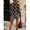 image:imageANRABESS Womens Long Sleeve Shirts Lace Tunic Tops  Scalloped V Neck Floral Print Blouses Soft Regular Fit Business Office Travel Outfits Dressy Casual Fall amp WinterBlack White Floral