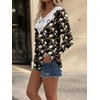 image:imageANRABESS Womens Long Sleeve Shirts Lace Tunic Tops  Scalloped V Neck Floral Print Blouses Soft Regular Fit Business Office Travel Outfits Dressy Casual Fall amp WinterBlack White Floral