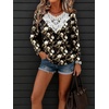 image:imageANRABESS Womens Long Sleeve Shirts Lace Tunic Tops  Scalloped V Neck Floral Print Blouses Soft Regular Fit Business Office Travel Outfits Dressy Casual Fall amp WinterBlack White Floral