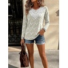 image:imageANRABESS Womens Long Sleeve Shirts Lace Tunic Tops  Scalloped V Neck Floral Print Blouses Soft Regular Fit Business Office Travel Outfits Dressy Casual Fall amp WinterWhite Khaki Floral