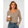 image:imageANRABESS Womens Long Sleeve Shirts Thermal Fleece Tops  Henley Neck Dressy Business Casual Work TShirts Fall Winter Soft Warm Base Layer Basic Tee Cute Going Out UndershirtsKhaki