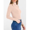 image:imageANRABESS Womens Long Sleeve Turtleneck Shirts Casual Ribbed Basic Tee Slim Soft Thermal Tops 2026 Fall Going Out ClothesApricot