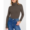 image:imageANRABESS Womens Long Sleeve Turtleneck Shirts Casual Ribbed Basic Tee Slim Soft Thermal Tops 2026 Fall Going Out ClothesBrown