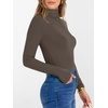 image:imageANRABESS Womens Long Sleeve Turtleneck Shirts Casual Ribbed Basic Tee Slim Soft Thermal Tops 2026 Fall Going Out ClothesBrown