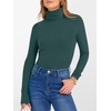 image:imageANRABESS Womens Long Sleeve Turtleneck Shirts Casual Ribbed Basic Tee Slim Soft Thermal Tops 2026 Fall Going Out ClothesDark Green