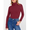 image:imageANRABESS Womens Long Sleeve Turtleneck Shirts Casual Ribbed Basic Tee Slim Soft Thermal Tops 2026 Fall Going Out ClothesDeep Red