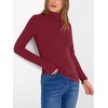 image:imageANRABESS Womens Long Sleeve Turtleneck Shirts Casual Ribbed Basic Tee Slim Soft Thermal Tops 2026 Fall Going Out ClothesDeep Red