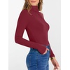 image:imageANRABESS Womens Long Sleeve Turtleneck Shirts Casual Ribbed Basic Tee Slim Soft Thermal Tops 2026 Fall Going Out ClothesDeep Red