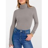 image:imageANRABESS Womens Long Sleeve Turtleneck Shirts Casual Ribbed Basic Tee Slim Soft Thermal Tops 2026 Fall Going Out ClothesGray Khaki