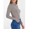 image:imageANRABESS Womens Long Sleeve Turtleneck Shirts Casual Ribbed Basic Tee Slim Soft Thermal Tops 2026 Fall Going Out ClothesGray Khaki