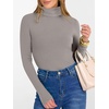 image:imageANRABESS Womens Long Sleeve Turtleneck Shirts Casual Ribbed Basic Tee Slim Soft Thermal Tops 2026 Fall Going Out ClothesGray Khaki