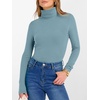 image:imageANRABESS Womens Long Sleeve Turtleneck Shirts Casual Ribbed Basic Tee Slim Soft Thermal Tops 2026 Fall Going Out ClothesGrey Blue