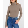 image:imageANRABESS Womens Long Sleeve Turtleneck Shirts Casual Ribbed Basic Tee Slim Soft Thermal Tops 2026 Fall Going Out ClothesKhaki