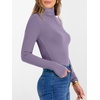image:imageANRABESS Womens Long Sleeve Turtleneck Shirts Casual Ribbed Basic Tee Slim Soft Thermal Tops 2026 Fall Going Out ClothesPurple