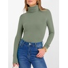 image:imageANRABESS Womens Long Sleeve Turtleneck Shirts Casual Ribbed Basic Tee Slim Soft Thermal Tops 2026 Fall Going Out ClothesSage Green