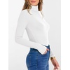 image:imageANRABESS Womens Long Sleeve Turtleneck Shirts Casual Ribbed Basic Tee Slim Soft Thermal Tops 2026 Fall Going Out ClothesWhite