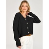 image:imageANRABESS Womens Oversized Crop Cardigan Chunky Knit Sweater  Button Down Open Front V Neck Long Sleeve Sweaters Cozy Soft Dropshoulder fit 2026 Fall Winter Work Vacation OutfitsBlack