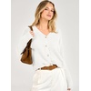 image:imageANRABESS Womens Oversized Crop Cardigan Chunky Knit Sweater  Button Down Open Front V Neck Long Sleeve Sweaters Cozy Soft Dropshoulder fit 2026 Fall Winter Work Vacation OutfitsWhite