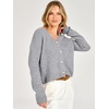 image:imageANRABESS Womens Oversized Crop Cardigan Chunky Knit Sweater  Button Down Open Front V Neck Long Sleeve Sweaters Cozy Soft Dropshoulder fit 2026 Fall Winter Work Vacation OutfitsGrey