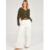 image:imageANRABESS Womens Oversized Crop Cardigan Chunky Knit Sweater  Button Down Open Front V Neck Long Sleeve Sweaters Cozy Soft Dropshoulder fit 2026 Fall Winter Work Vacation OutfitsArmy Green