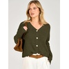 image:imageANRABESS Womens Oversized Crop Cardigan Chunky Knit Sweater  Button Down Open Front V Neck Long Sleeve Sweaters Cozy Soft Dropshoulder fit 2026 Fall Winter Work Vacation OutfitsArmy Green