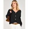 image:imageANRABESS Womens Oversized Crop Cardigan Chunky Knit Sweater  Button Down Open Front V Neck Long Sleeve Sweaters Cozy Soft Dropshoulder fit 2026 Fall Winter Work Vacation OutfitsBlack
