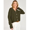image:imageANRABESS Womens Oversized Crop Cardigan Chunky Knit Sweater  Button Down Open Front V Neck Long Sleeve Sweaters Cozy Soft Dropshoulder fit 2026 Fall Winter Work Vacation OutfitsArmy Green