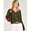 image:imageANRABESS Womens Oversized Crop Cardigan Chunky Knit Sweater  Button Down Open Front V Neck Long Sleeve Sweaters Cozy Soft Dropshoulder fit 2026 Fall Winter Work Vacation OutfitsArmy Green