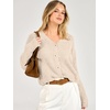 image:imageANRABESS Womens Oversized Crop Cardigan Chunky Knit Sweater  Button Down Open Front V Neck Long Sleeve Sweaters Cozy Soft Dropshoulder fit 2026 Fall Winter Work Vacation OutfitsApricot