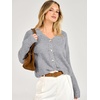 image:imageANRABESS Womens Oversized Crop Cardigan Chunky Knit Sweater  Button Down Open Front V Neck Long Sleeve Sweaters Cozy Soft Dropshoulder fit 2026 Fall Winter Work Vacation OutfitsGrey