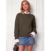 image:imageANRABESS Womens Oversized Long Sleeve Crewneck Cropped Sweater  Wool Blend Soft Warm Fuzzy Chunky Pullover Basic Casual Comfy Knit Tops Fall Winter Outfits ClothesTaupe