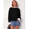 image:imageANRABESS Womens Oversized Long Sleeve Crewneck Cropped Sweater  Wool Blend Soft Warm Fuzzy Chunky Pullover Basic Casual Comfy Knit Tops Fall Winter Outfits ClothesBlack