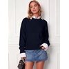 image:imageANRABESS Womens Oversized Long Sleeve Crewneck Cropped Sweater  Wool Blend Soft Warm Fuzzy Chunky Pullover Basic Casual Comfy Knit Tops Fall Winter Outfits ClothesNavy Blue