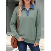 image:imageANRABESS Womens Quarter Button Long Sleeve Polo Sweatshirts  Denim Collared Henley Hoodies Shirt Cozy Fleece Pullover Top Loose Fit Casual Fall Outfit Winter Teen Preppy ClothesGrey Green