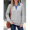 image:imageANRABESS Womens Quarter Button Long Sleeve Polo Sweatshirts  Denim Collared Henley Hoodies Shirt Cozy Fleece Pullover Top Loose Fit Casual Fall Outfit Winter Teen Preppy ClothesGrey