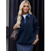 image:imageANRABESS Womens Quarter Button Long Sleeve Polo Sweatshirts  Denim Collared Henley Hoodies Shirt Cozy Fleece Pullover Top Loose Fit Casual Fall Outfit Winter Teen Preppy ClothesNavy Blue