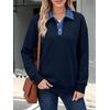 image:imageANRABESS Womens Quarter Button Long Sleeve Polo Sweatshirts  Denim Collared Henley Hoodies Shirt Cozy Fleece Pullover Top Loose Fit Casual Fall Outfit Winter Teen Preppy ClothesNavy Blue