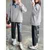 image:imageANRABESS Womens Quarter Button Long Sleeve Polo Sweatshirts  Denim Collared Henley Hoodies Shirt Cozy Fleece Pullover Top Loose Fit Casual Fall Outfit Winter Teen Preppy ClothesGrey
