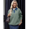 image:imageANRABESS Womens Quarter Button Long Sleeve Polo Sweatshirts  Denim Collared Henley Hoodies Shirt Cozy Fleece Pullover Top Loose Fit Casual Fall Outfit Winter Teen Preppy ClothesGrey Green