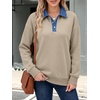 image:imageANRABESS Womens Quarter Button Long Sleeve Polo Sweatshirts  Denim Collared Henley Hoodies Shirt Cozy Fleece Pullover Top Loose Fit Casual Fall Outfit Winter Teen Preppy ClothesLight Khaki