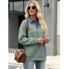 image:imageANRABESS Womens Quarter Button Long Sleeve Polo Sweatshirts  Denim Collared Henley Hoodies Shirt Cozy Fleece Pullover Top Loose Fit Casual Fall Outfit Winter Teen Preppy ClothesGrey Green