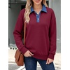 image:imageANRABESS Womens Quarter Button Long Sleeve Polo Sweatshirts  Denim Collared Henley Hoodies Shirt Cozy Fleece Pullover Top Loose Fit Casual Fall Outfit Winter Teen Preppy ClothesWine Red
