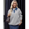 image:imageANRABESS Womens Quarter Button Long Sleeve Polo Sweatshirts  Denim Collared Henley Hoodies Shirt Cozy Fleece Pullover Top Loose Fit Casual Fall Outfit Winter Teen Preppy ClothesGrey