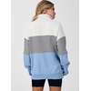image:imageANRABESS Womens Quarter Zip Sweatshirt Oversized Hoodies  Soft Cozy Fleece Mock Neck Pullover with Side Pockets Drop Shoulder SlouchyY2K Color Block Casual LoungewearFall FashionWhite Light Grey Sky Blue